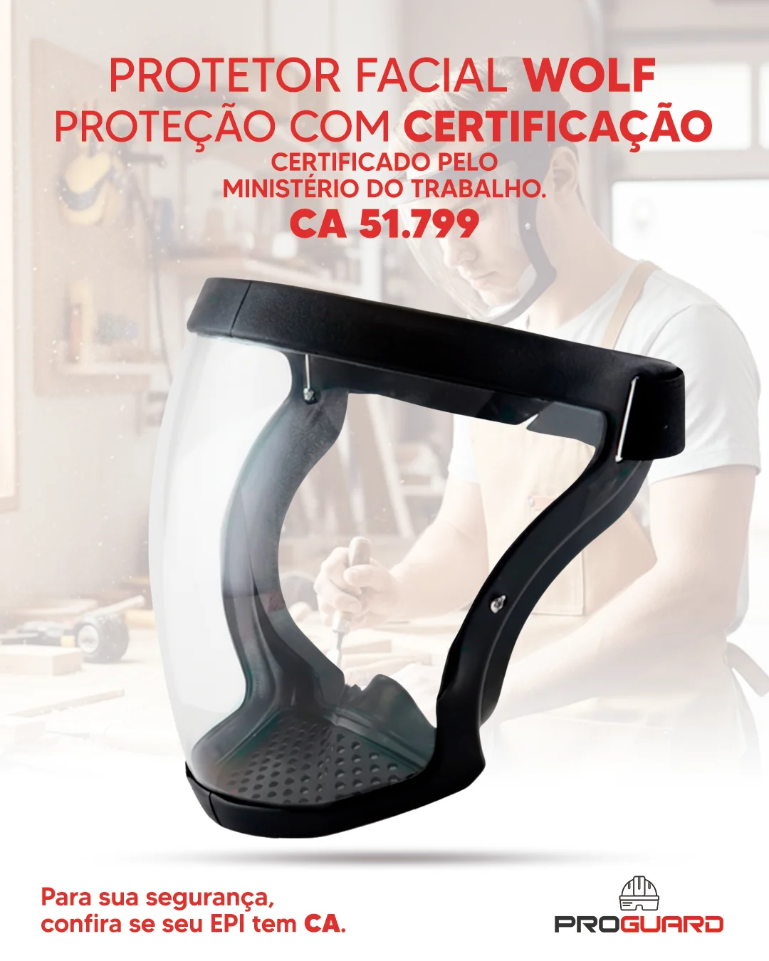PROGUARD - Face Shield Anatômico WOLF - Vista Principal